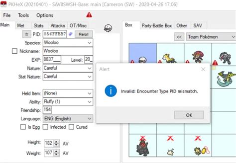 Type pid mismatch  The fact is that Colosseum and XD behave like Ruby and Sapphire; so, unlike Emerald, Fire red and Leaf green, not every TID/SID combination is possible